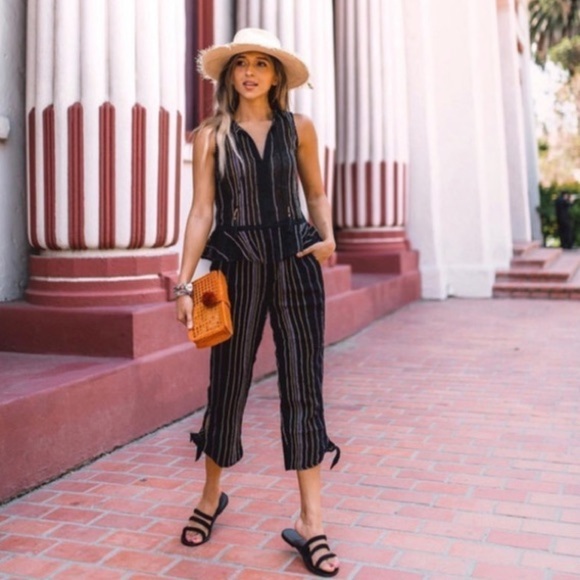 Michael Stars Stitch Stripe Side Tie Capri Pants S - Picture 1 of 9